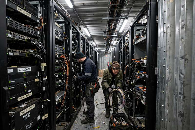 Container data center with technicians